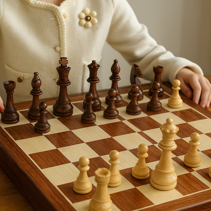 Premium Chess Set - Large Folding Board with Carved Pieces