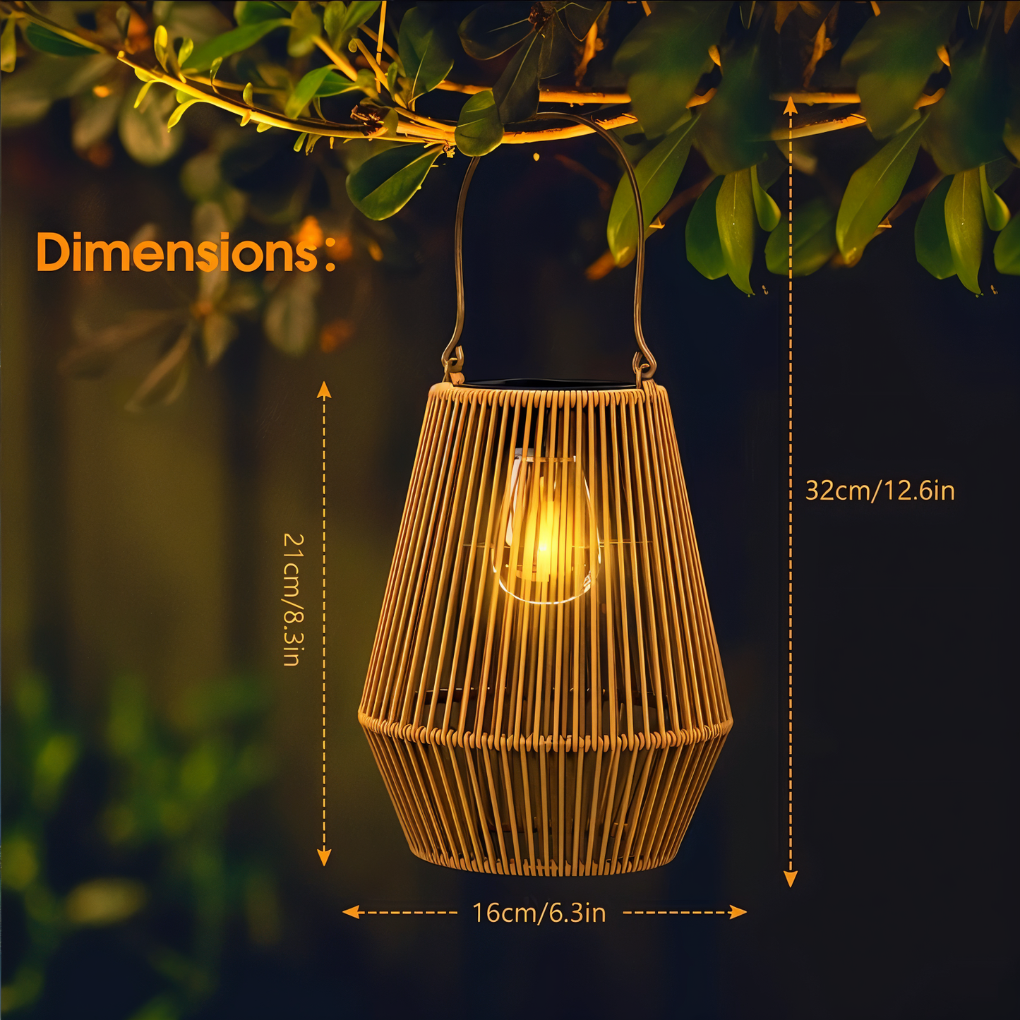 Outdoor Bamboo Solar Powered Lantern Light