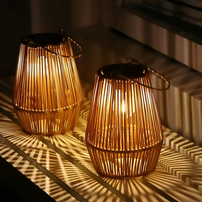Outdoor Bamboo Solar Powered Lantern Light