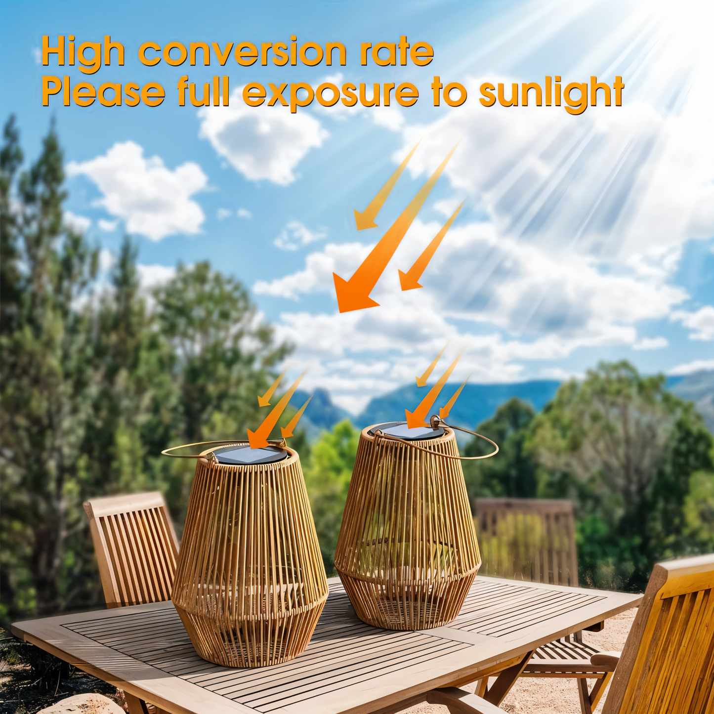 Outdoor Bamboo Solar Powered Lantern Light