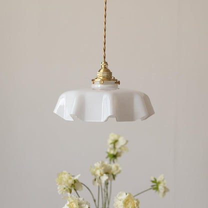 Elegant Ruffled Glass Metal Pendant Lamp
