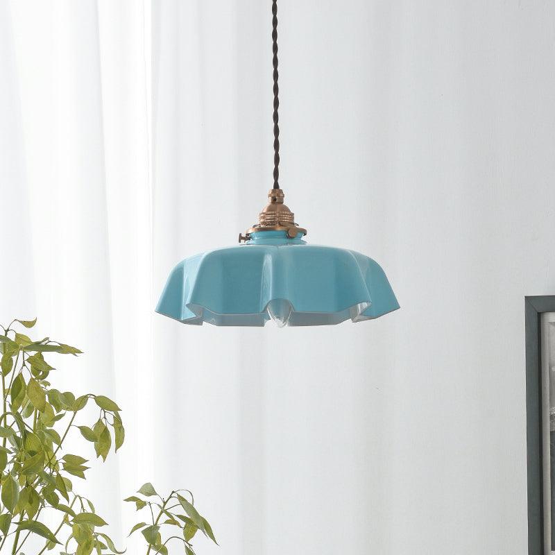 Elegant Ruffled Glass Metal Pendant Lamp