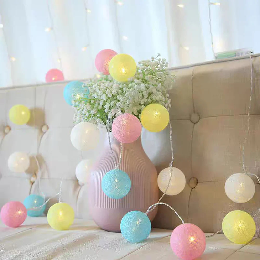 Fluffy White Cotton String Decor