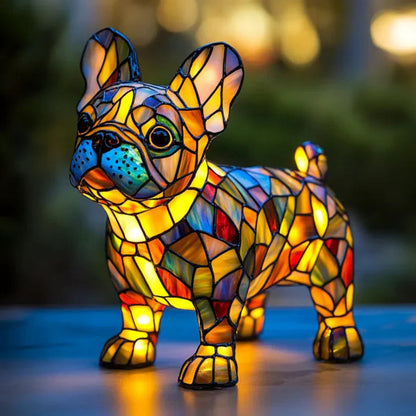 Colorful Pet Table Lamp with Stained Glass Shade - Fesara