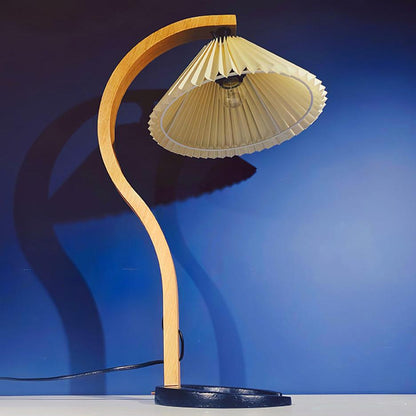 Rustic Wooden Desk Lamp with Organic Shape