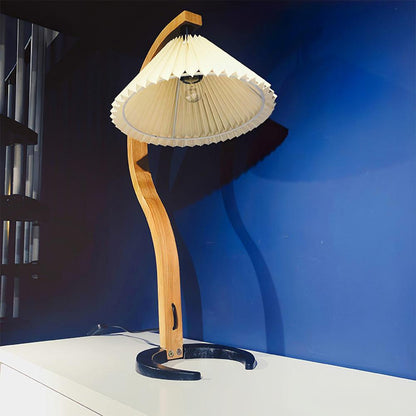 Rustic Wooden Desk Lamp with Organic Shape