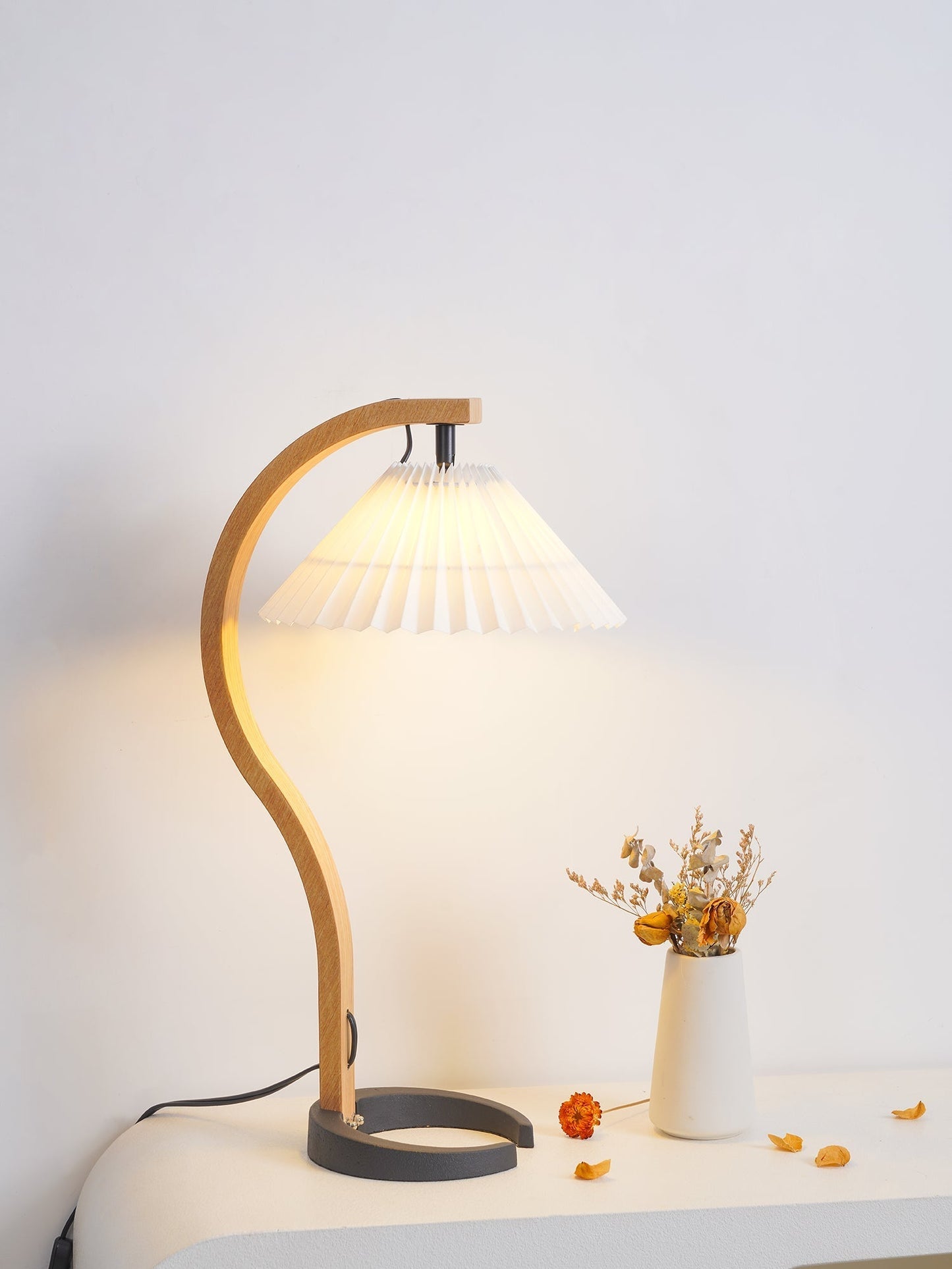 Rustic Wooden Desk Lamp with Organic Shape