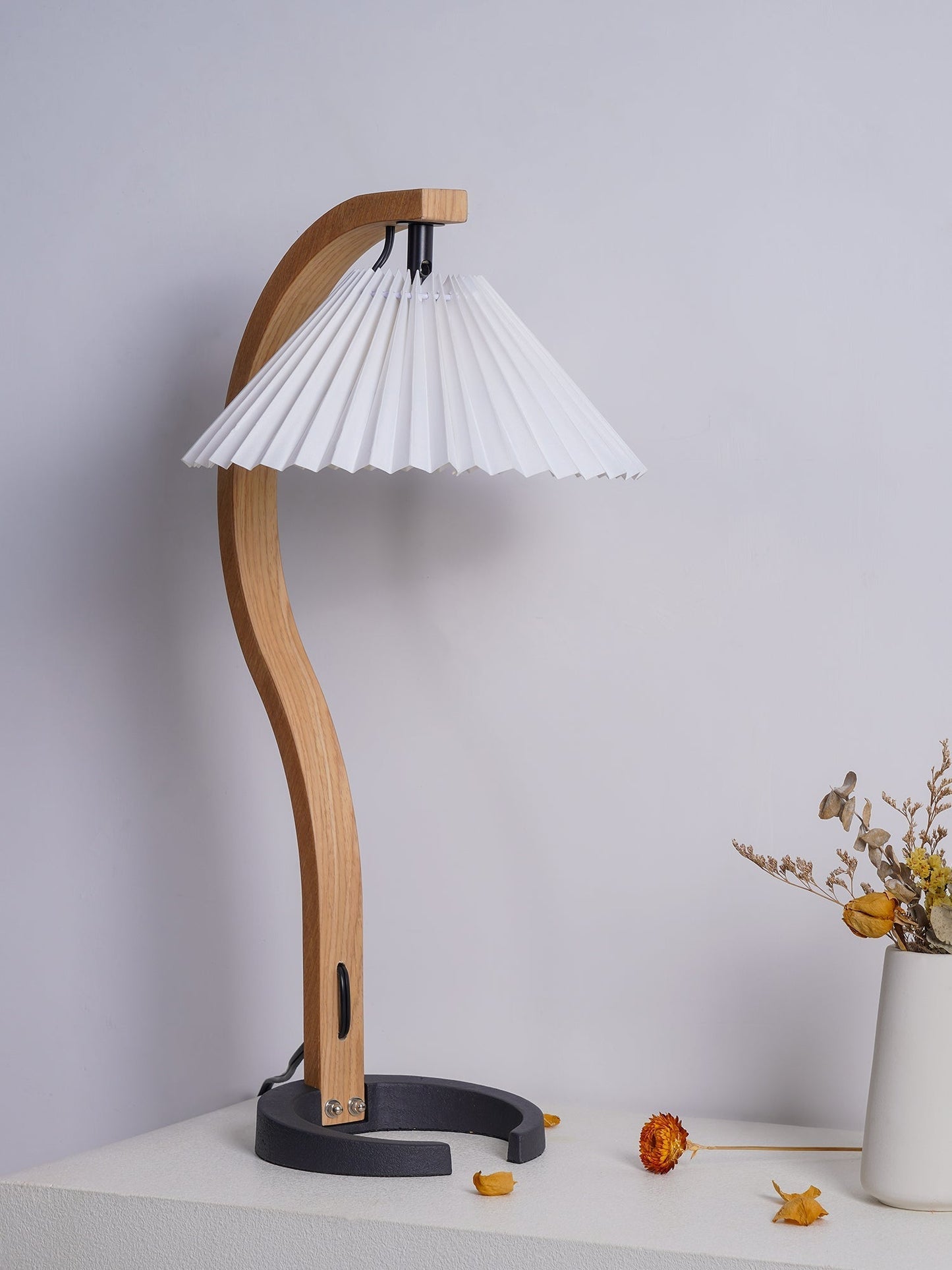 Rustic Wooden Desk Lamp with Organic Shape