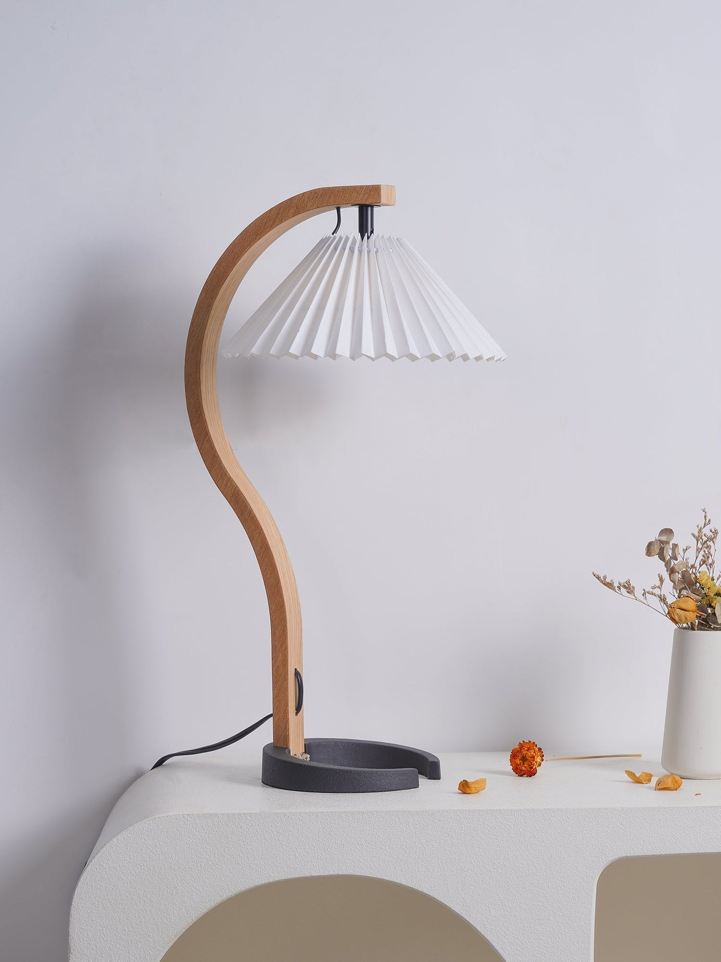 Rustic Wooden Desk Lamp with Organic Shape