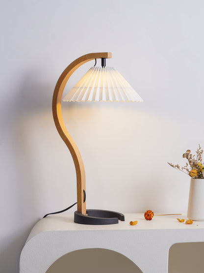 Rustic Wooden Desk Lamp with Organic Shape