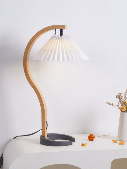 Rustic Wooden Desk Lamp with Organic Shape