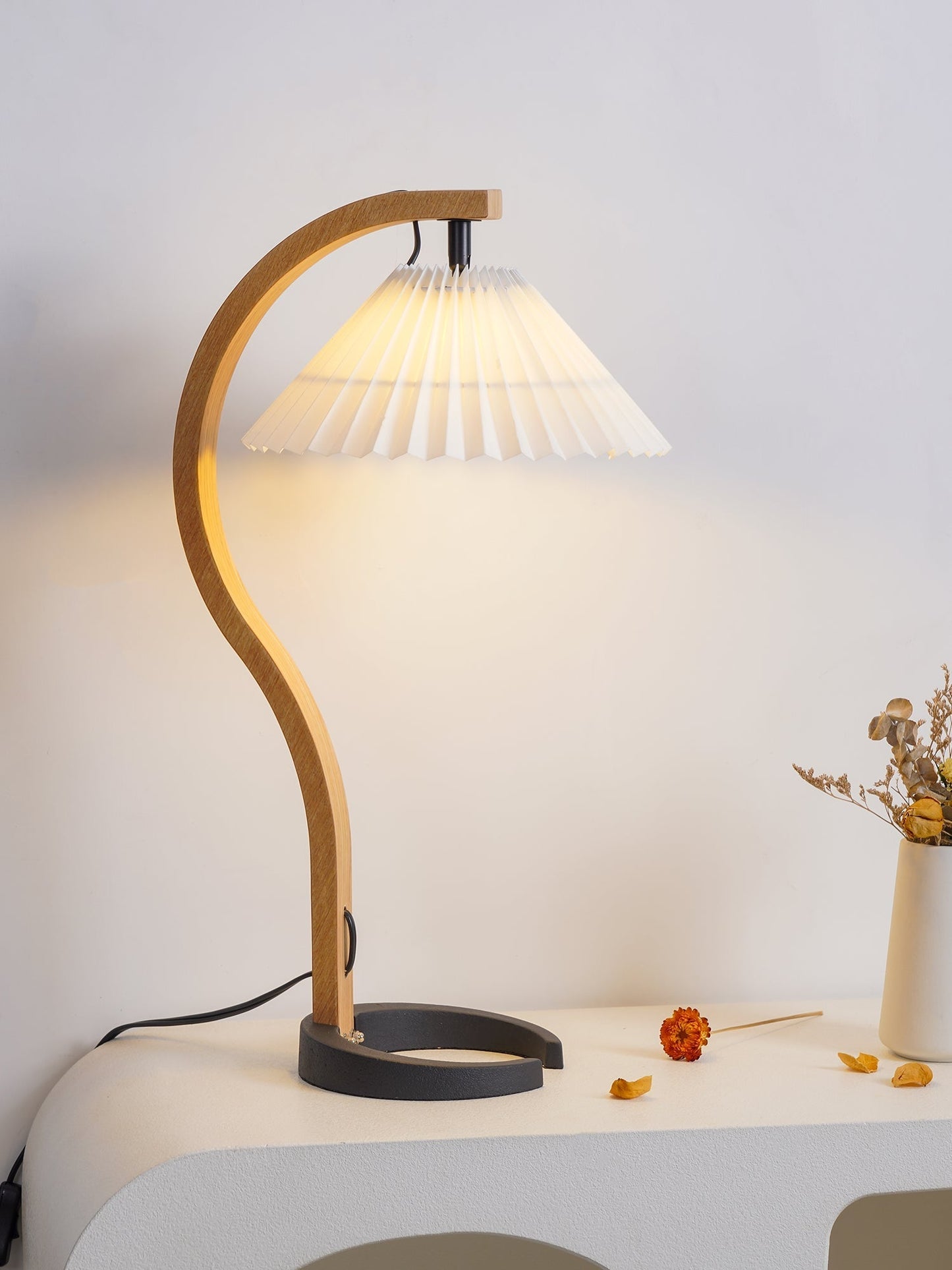 Rustic Wooden Desk Lamp with Organic Shape