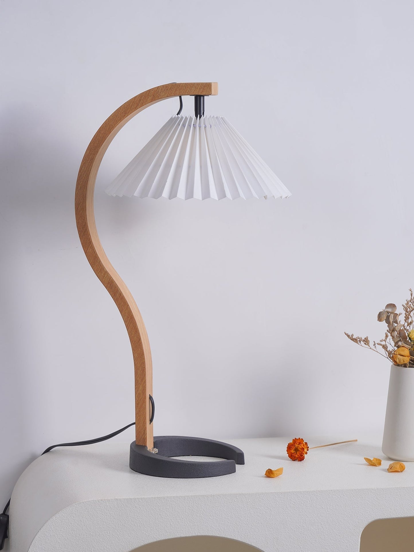 Rustic Wooden Desk Lamp with Organic Shape