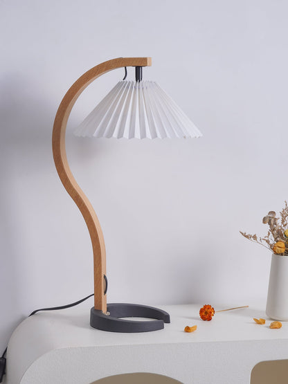 Rustic Wooden Desk Lamp with Organic Shape