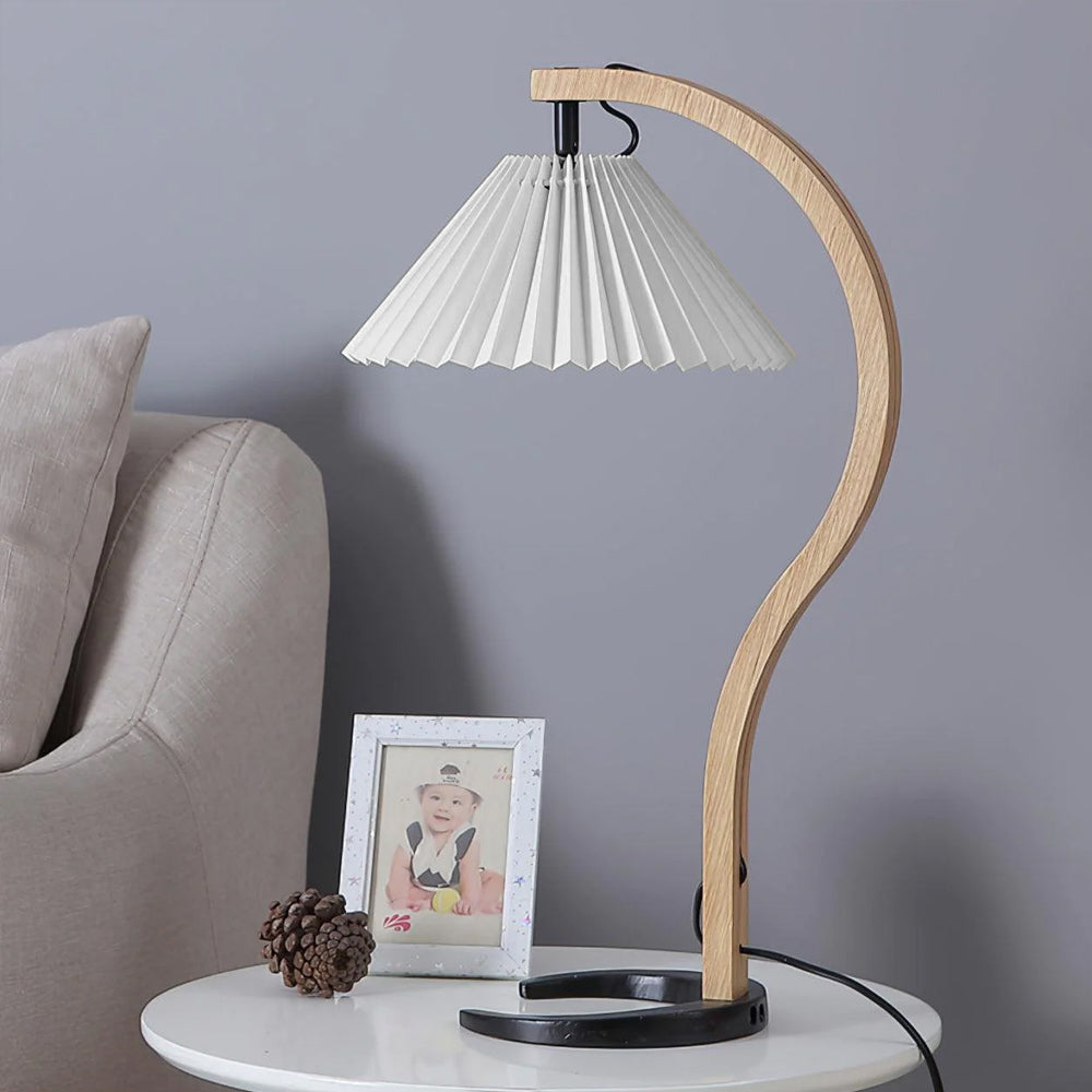 Rustic Wooden Desk Lamp with Organic Shape