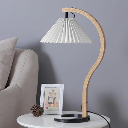 Rustic Wooden Desk Lamp with Organic Shape