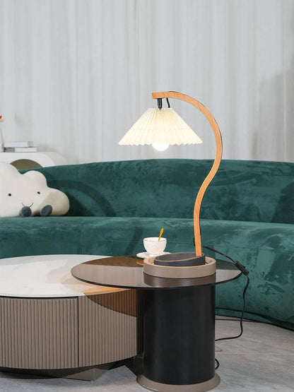 Rustic Wooden Desk Lamp with Organic Shape