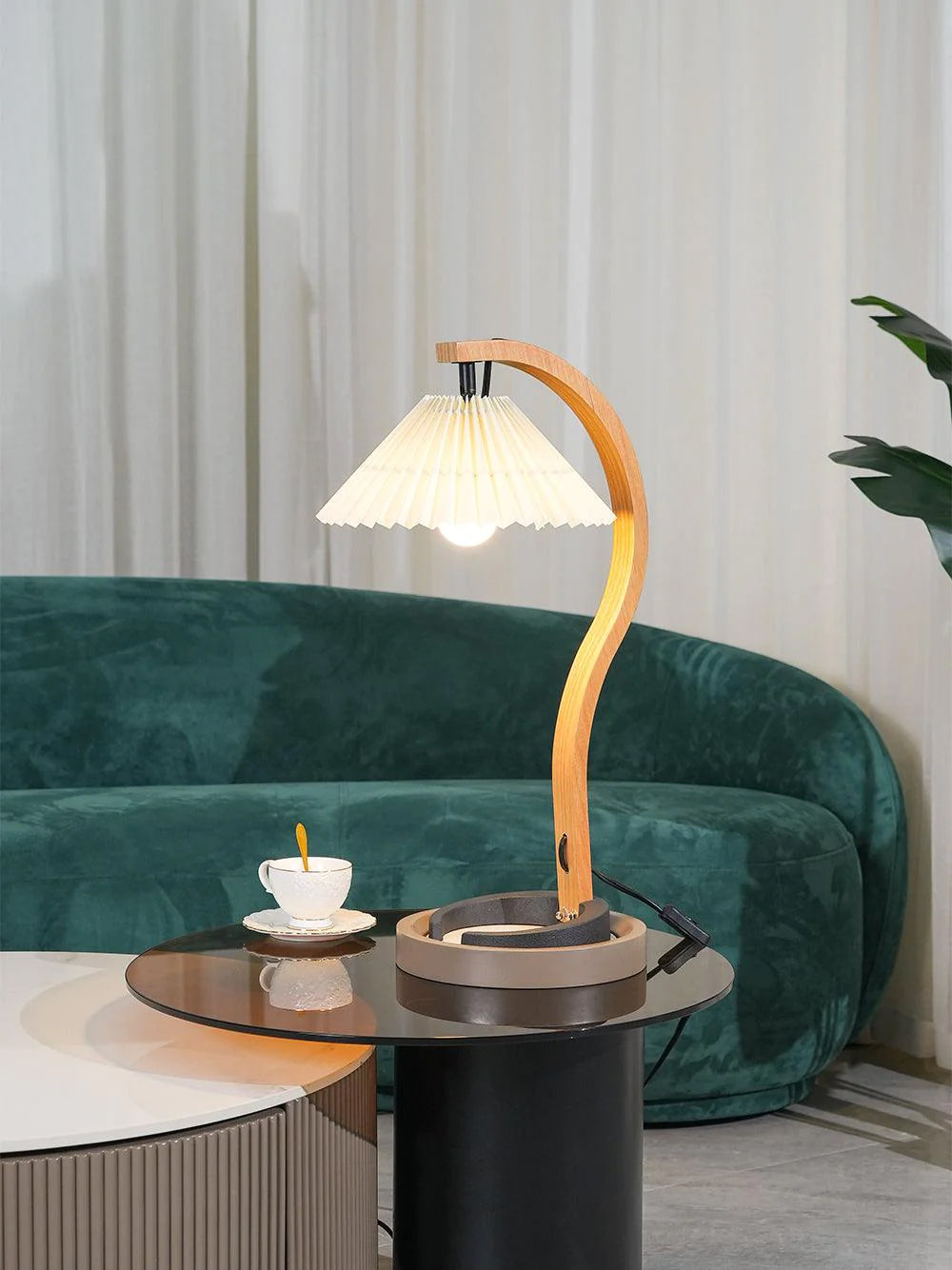 Rustic Wooden Desk Lamp with Organic Shape