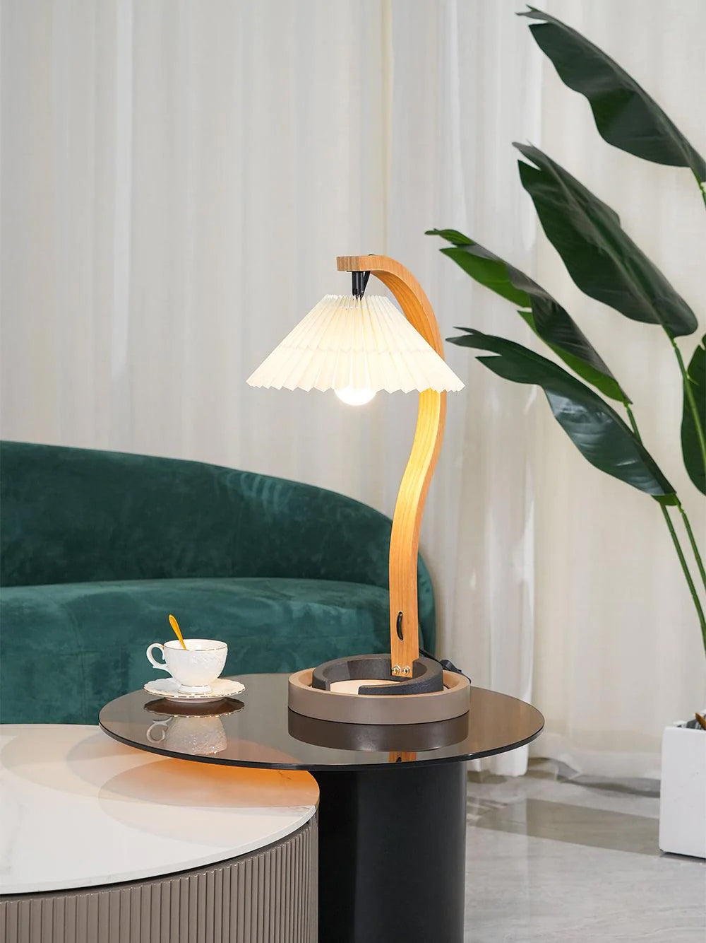 Rustic Wooden Desk Lamp with Organic Shape