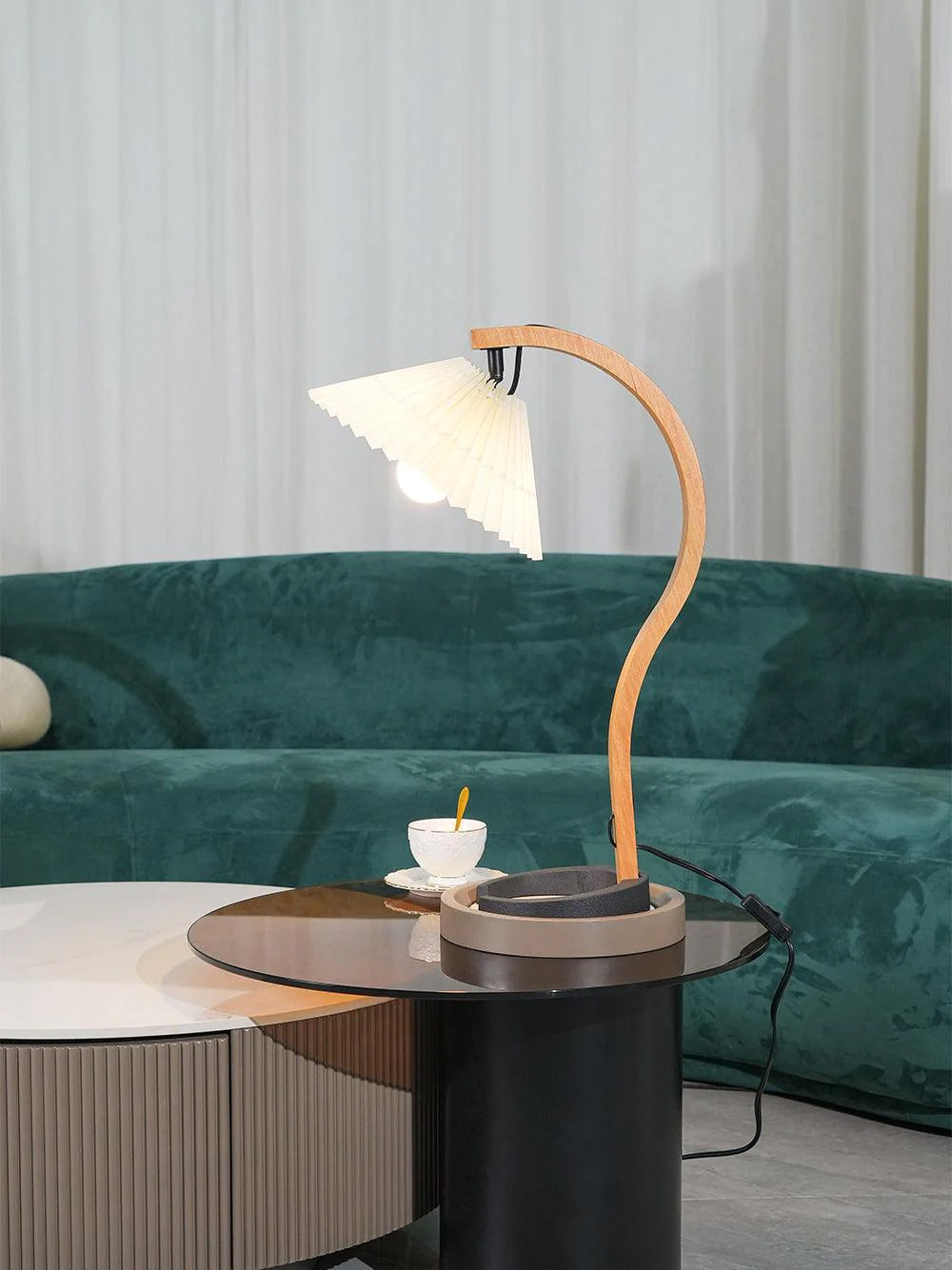 Rustic Wooden Desk Lamp with Organic Shape
