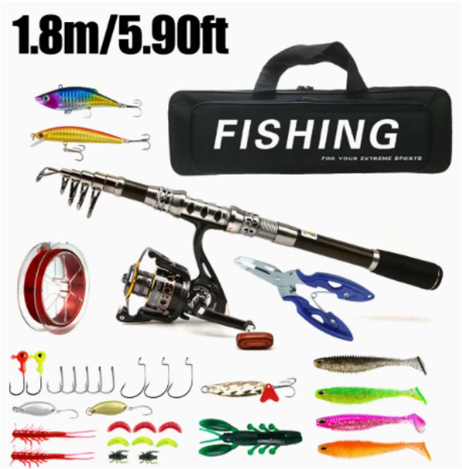 Compact Travel Fishing Rod Reel Combo Set