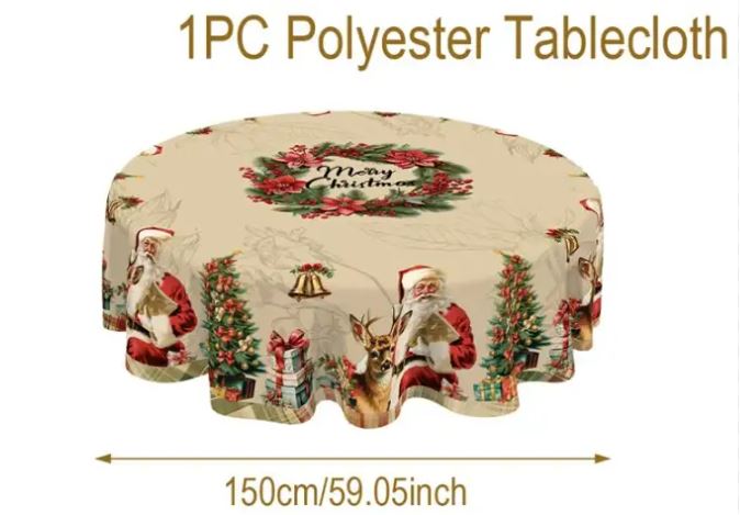 Vintage Santa Christmas Table Cover