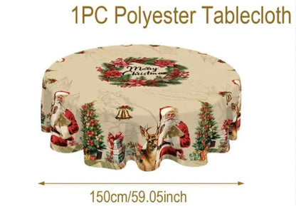 Vintage Santa Christmas Table Cover