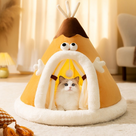 Cozy Fleece Kitty House Bed for Pets - Fesara