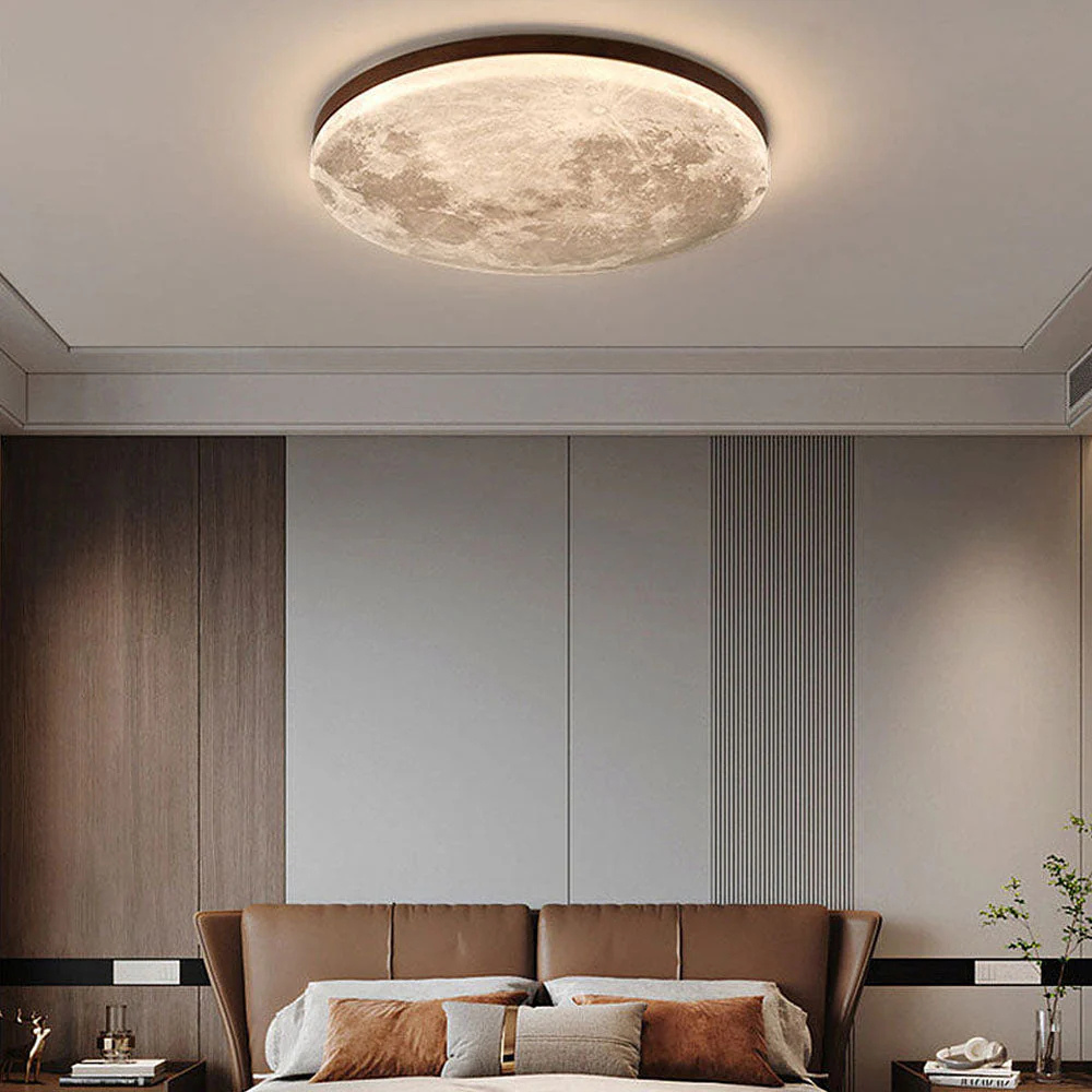 3D Moon LED Ceiling Lamp Dimmable Bedroom Light Fixture