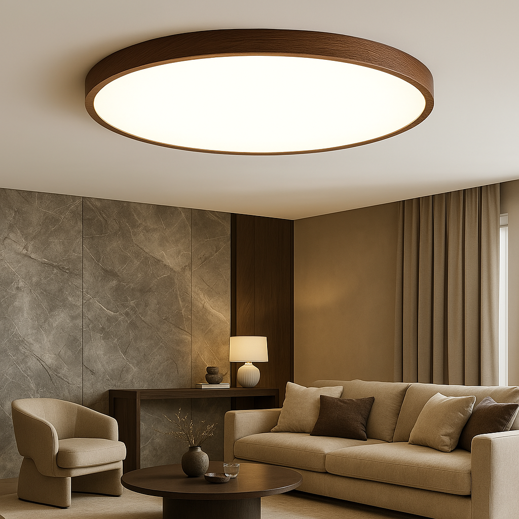 Stylish Wooden Ceiling Light with Dark Finish - Fesara