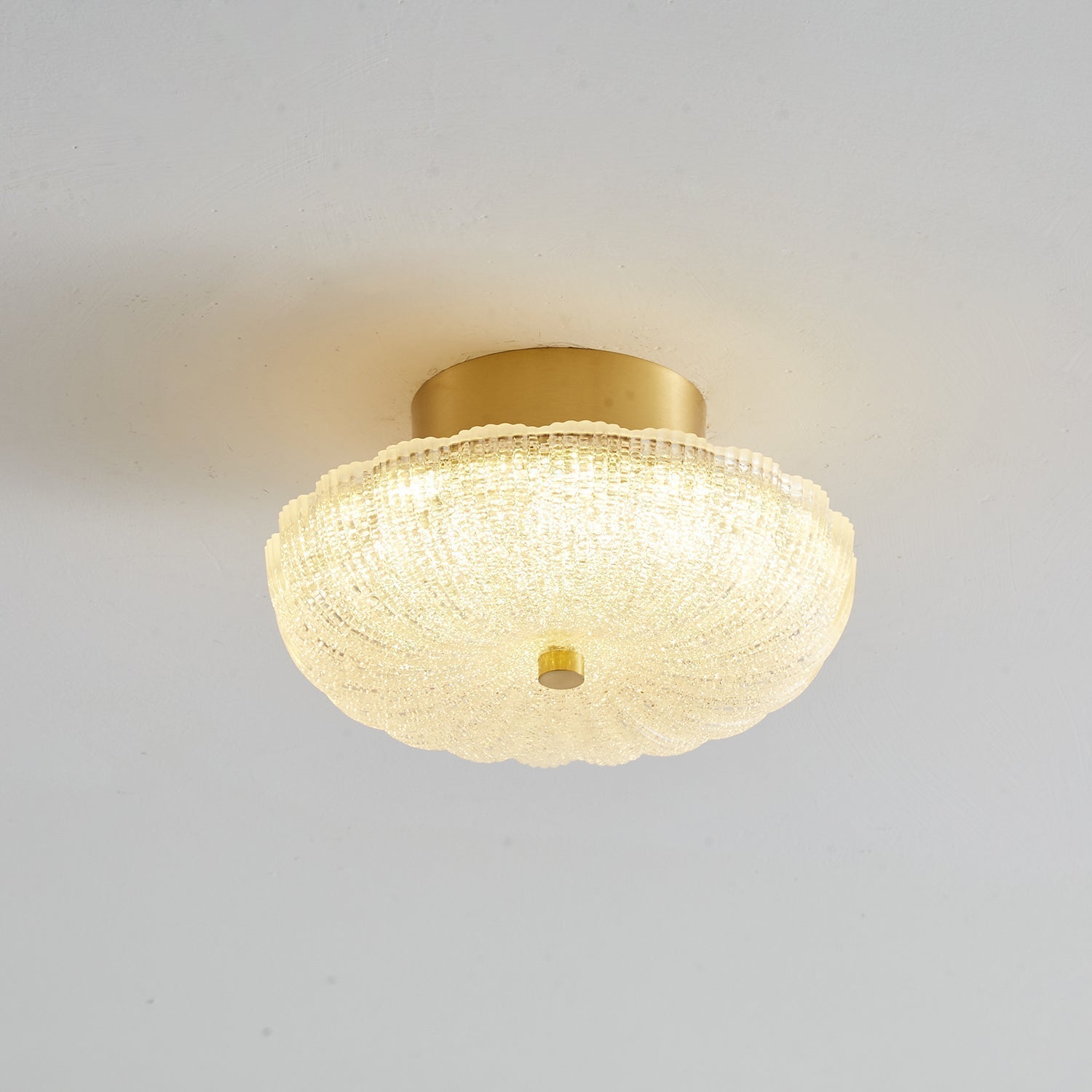 Classic Brass Ceiling Lamp with Sparkling Crystal Shade - Fesara