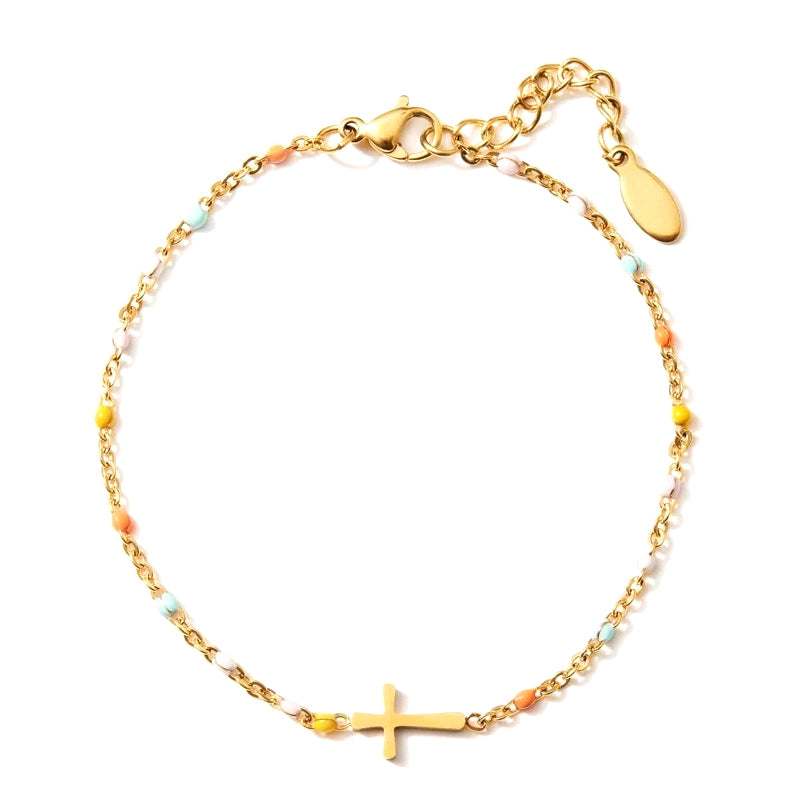 CelestialCross | Elegant Adjustable Silver Friendship Bracelet 2