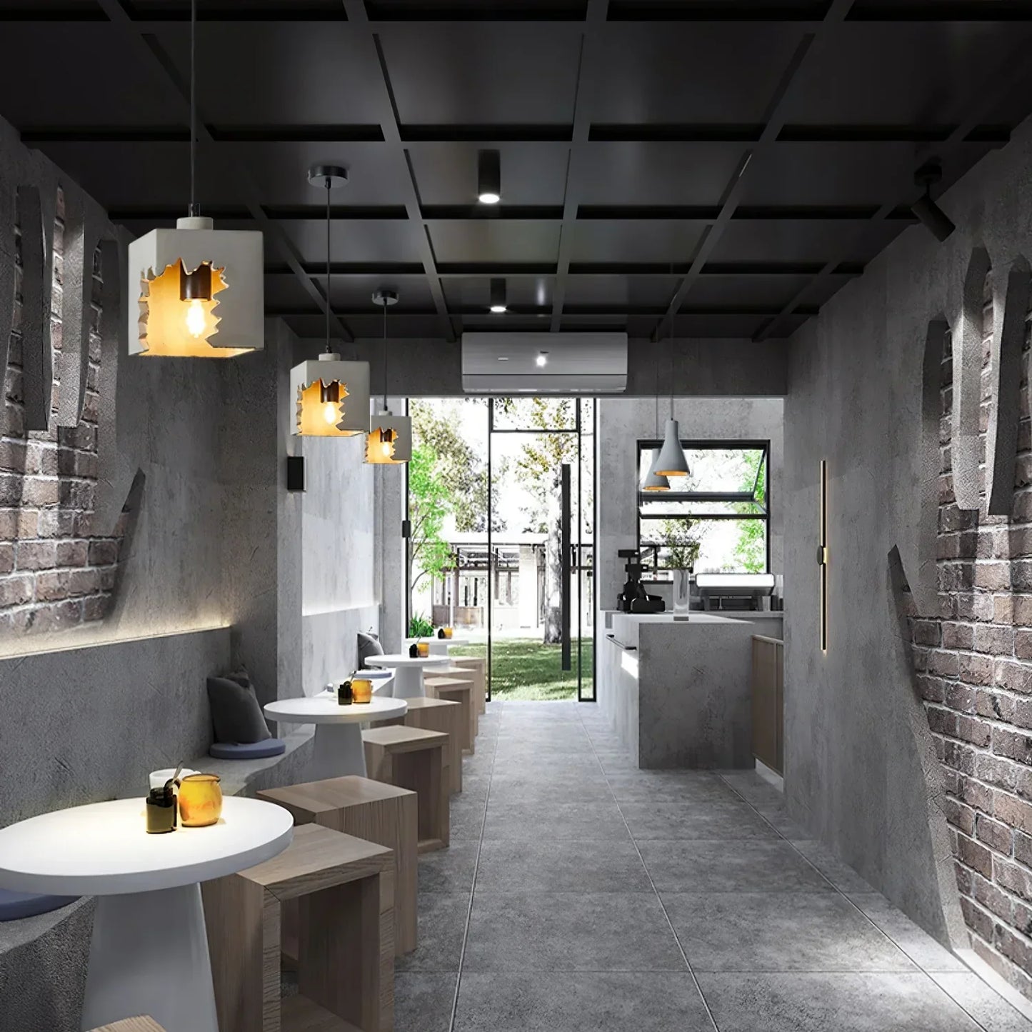 Modern Concrete Pendant Light in Nordic Style