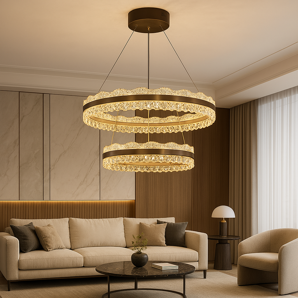 Elegant 2 Tier Crystal Chandelier - Fesara