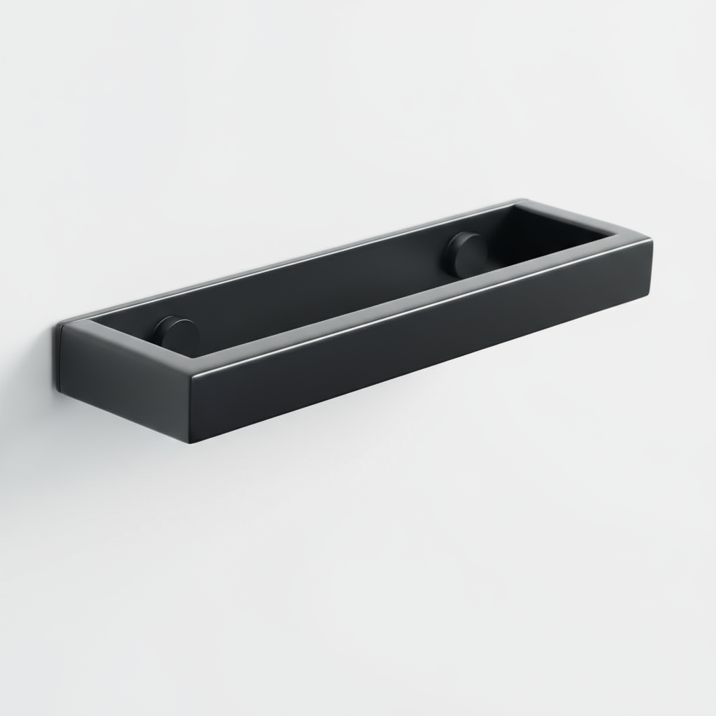 Sleek Black Metal Towel Holder