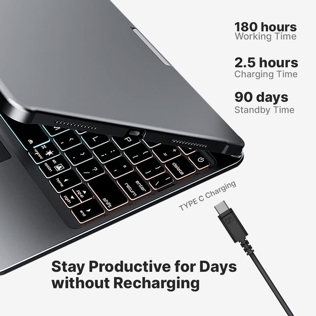 Portable Wireless iPad Keyboard Case with 360 Rotation