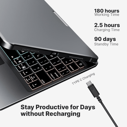 Portable Wireless iPad Keyboard Case with 360 Rotation