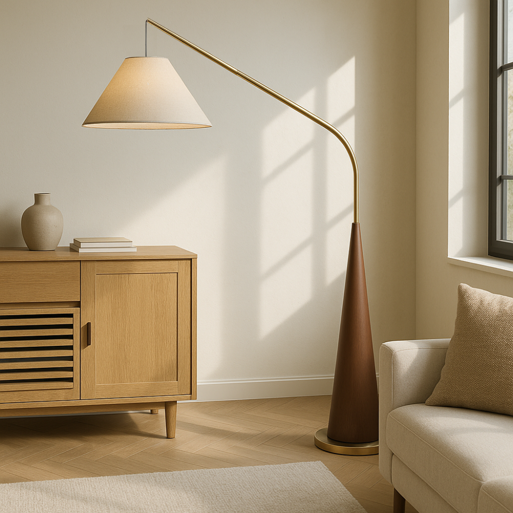 Rustic Traditional Solid Wood Arch Lamp - Fesara