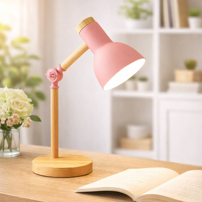 Rustic Wooden Swing Arm Table Lamp