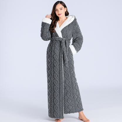 Plush Ladies Warm Hooded Robe