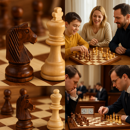 Premium Chess Set - Large Folding Board with Carved Pieces