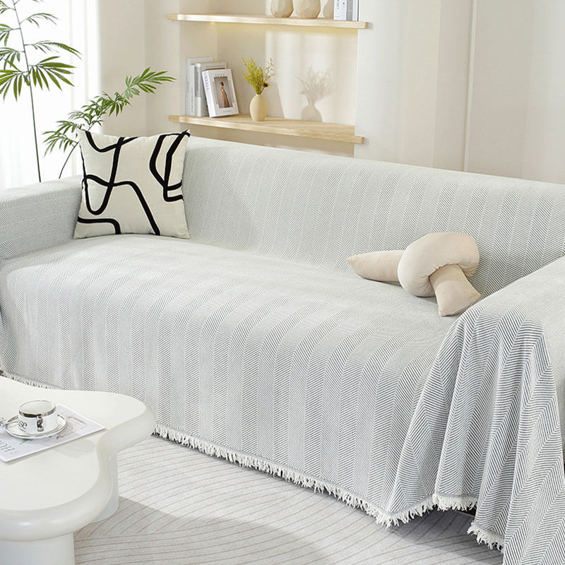 Soft Plush Throw Blanket with Tassels for Sofa