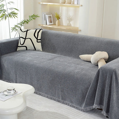 Stylish Herringbone Couch Cover with Fringe Home Decor Protector