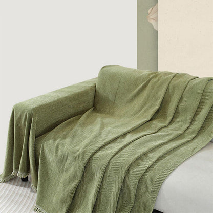Soft Plush Throw Blanket with Tassels for Sofa