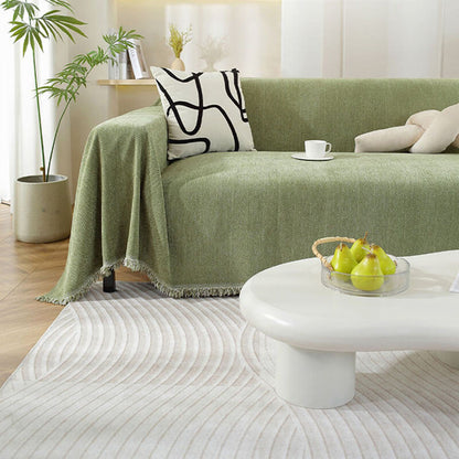 Stylish Herringbone Couch Cover with Fringe Home Decor Protector