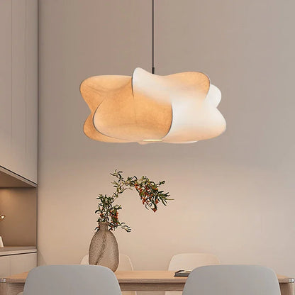 Elegant Asian Silk Hanging Lamp
