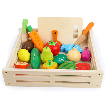 Kids Wooden Fruit Cutting Play Set - Fesara