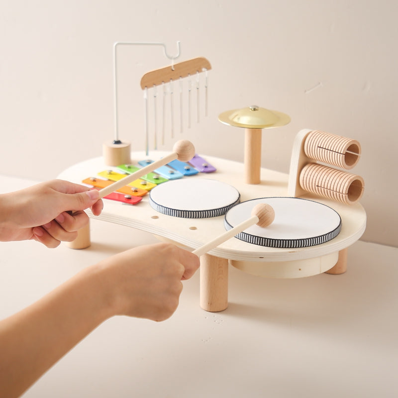 Children’s Wooden Music Table Xylophone Drums Educational Instrument 3