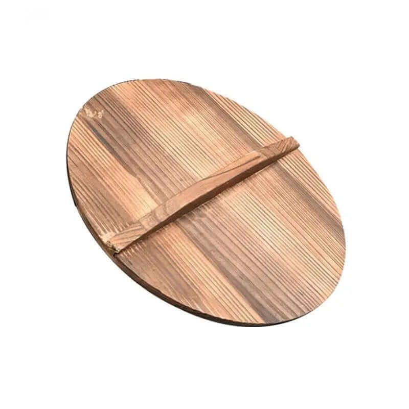 Large Traditional Handcrafted Iron Wok with Wood Lid