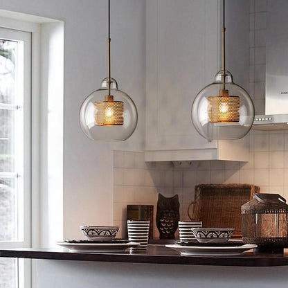 Sleek Round Cut Glass Pendant Light Fixture
